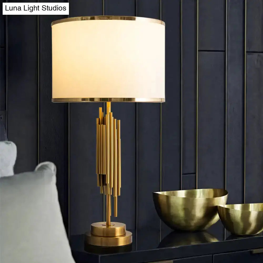 Brass fabric shade table lamp with gold finish for bedroom Decorbites by Luna Light Studios on Tampa Home & Garden Store
