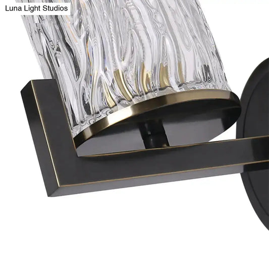 1-Light Brass Wall Mount for Bedroom with Cylinder Rippled Glass - Tampa Home & Garden Store