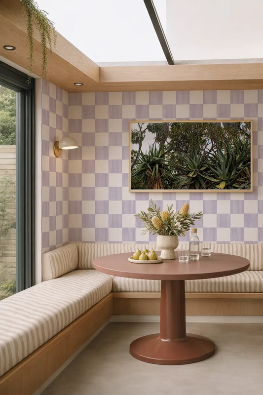Lavender Checkers Wallpaper Peel and Stick by Samantha Santana Creative on Tampa Home & Garden Store