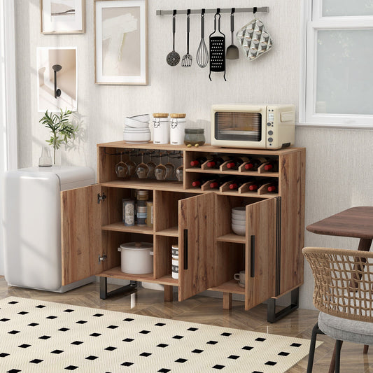 Mueble bar para vinos con 3 puertas y estantes ajustables - Marrón
