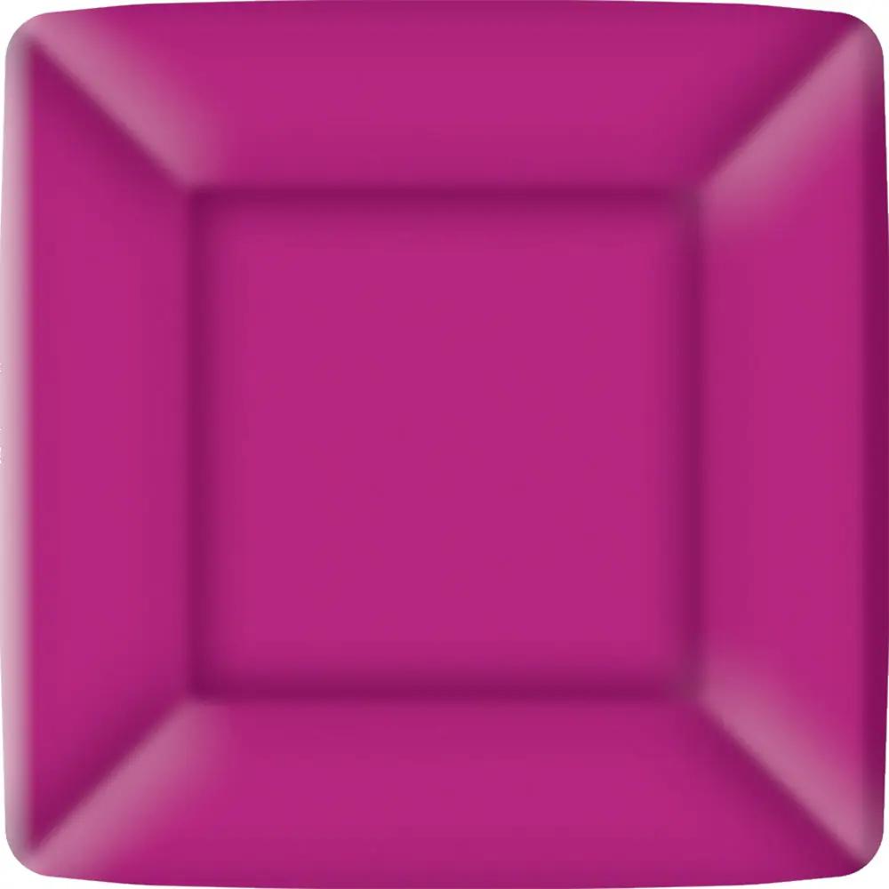 Raspberry square paper plate 7-inch pink disposable on Tampa Home & Garden Store