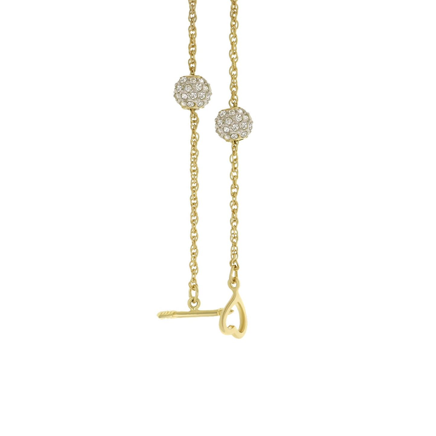 LGA 925 pave anklet gold tone chain with two crystal pavé beads and toggle clasp on Tampa Home & Garden Store