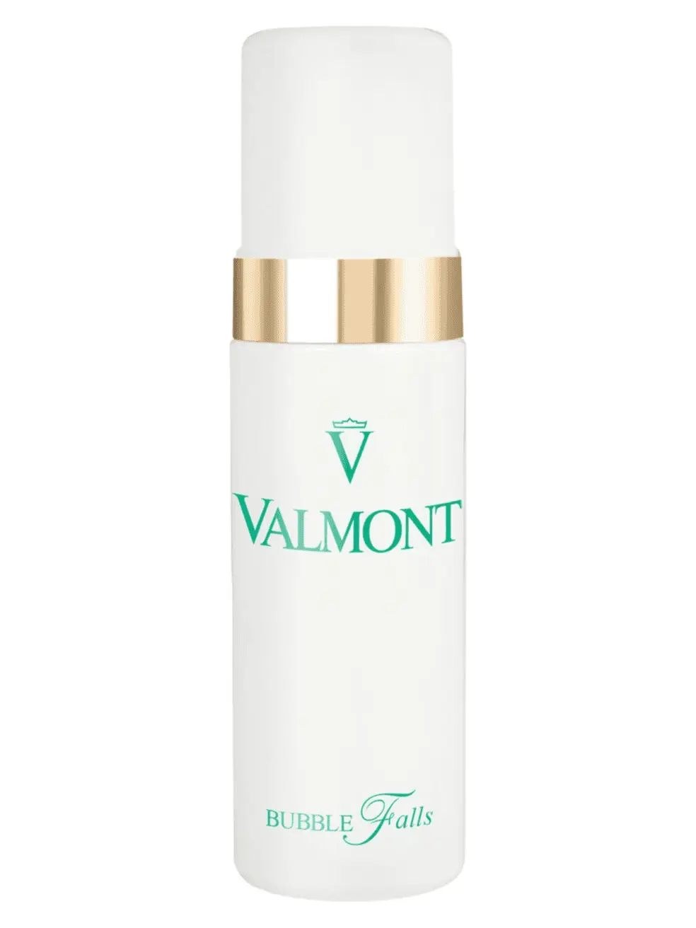 Valmont Purity Bubble Falls facial cleanser bottle white with teal logo and gold neck band on Tampa Home & Garden Store