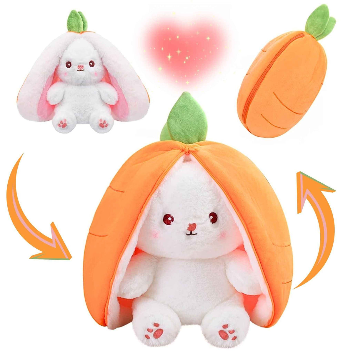 Reversible Bunny and Strawberry Plush Toy for Kids