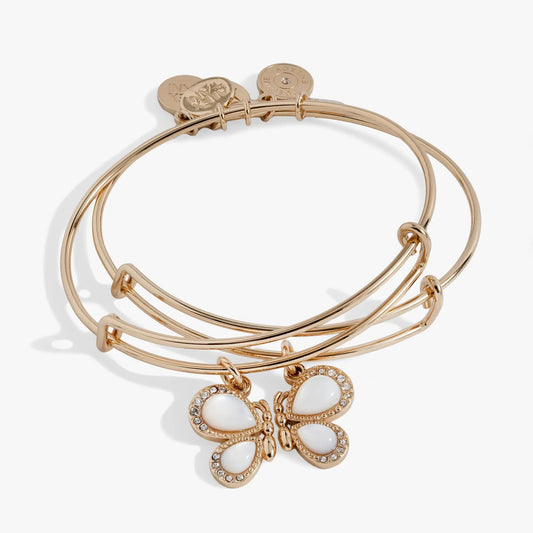 Perfect Pairs Butterfly Wings Bangle Set of 2 rose gold with crystal charms by Alex and Ani on Tampa Home & Garden Store