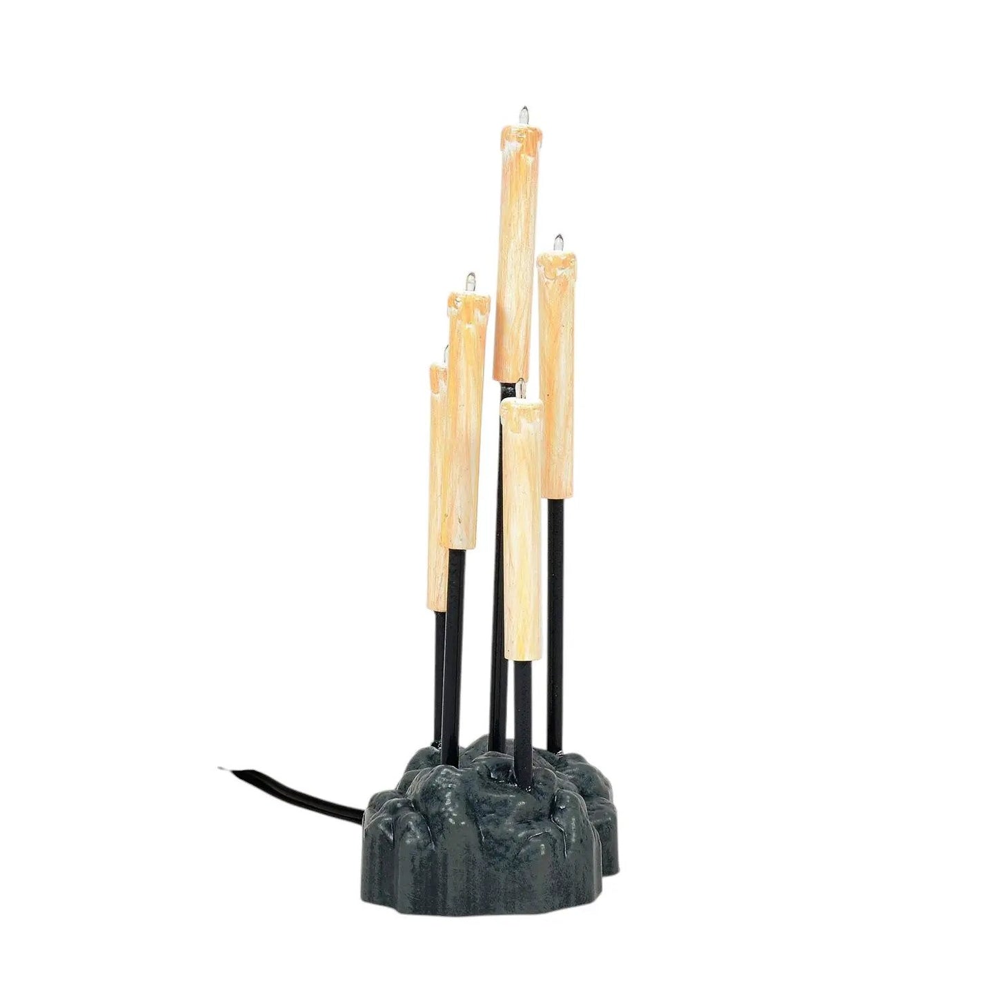 Floating Candles Set Illusion Lights with 5 beige wood-look candles on a dark rocky base on Tampa Home & Garden Store