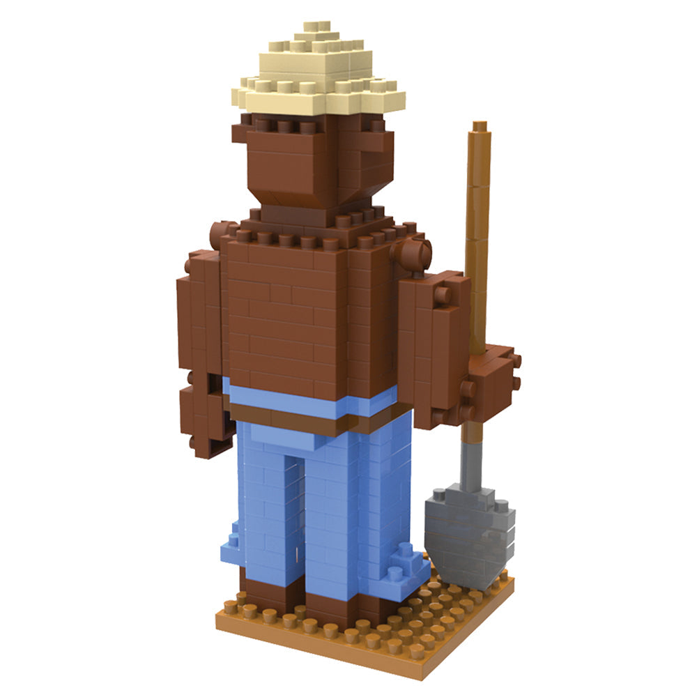 Mini Building Blocks Smokey Bear set figure with brown torso, blue jeans, beige hat, shovel on Tampa Home & Garden Store