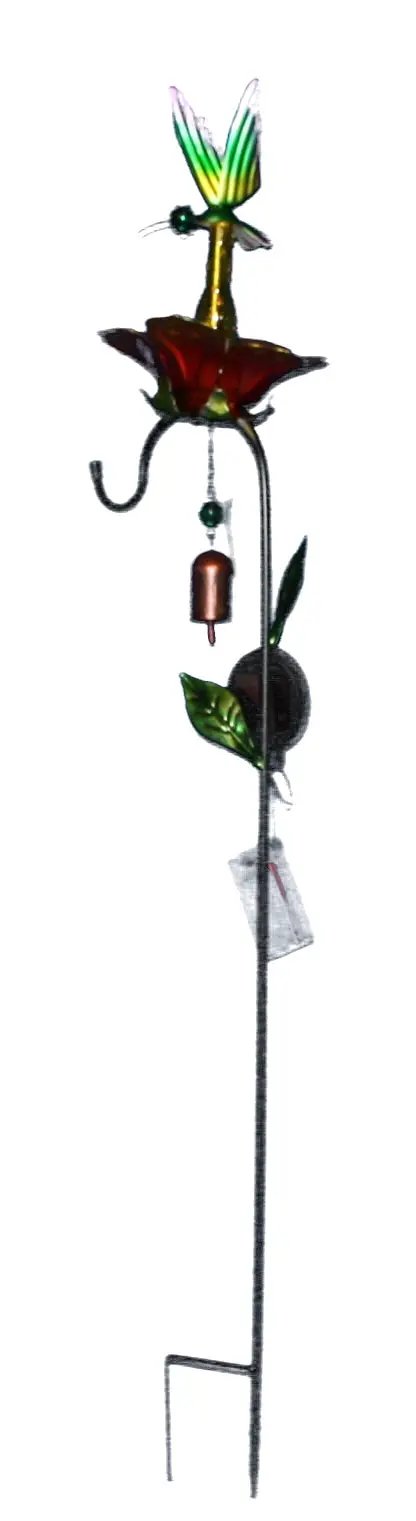 Garden Friend Yard Stake Colorful Critters with red rose and green hummingbird on metal stake on Tampa Home & Garden Store