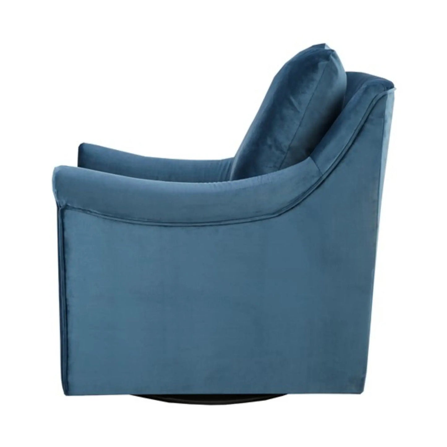 Blue Velvet Swivel Chair with Curved Arms