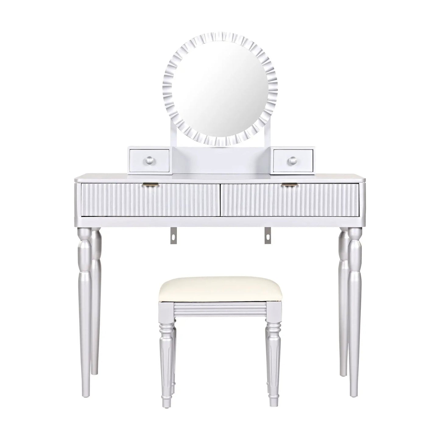 Luxury Vanity Desk Round Mirror Dressing Table