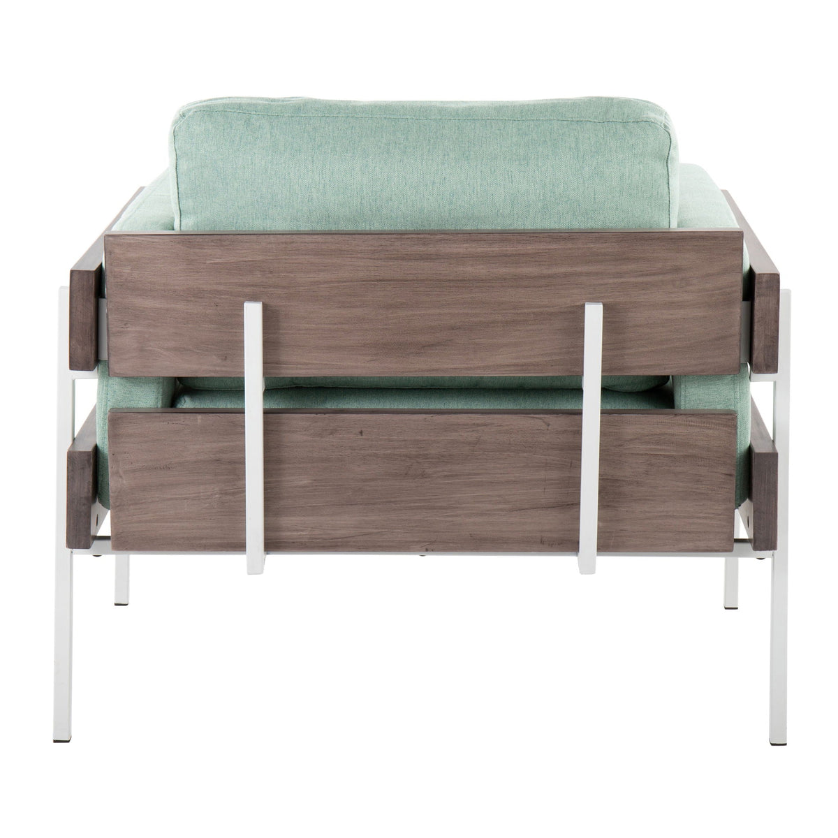 Kari Farmhouse Arm Chair by HouseOfZazla, green upholstered cushions with wood frame on Tampa Home & Garden Store