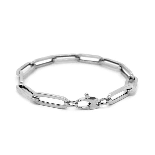 14K white gold extra-wide paperclip chain bracelet with rectangular links and lobster clasp on Tampa Home & Garden Store