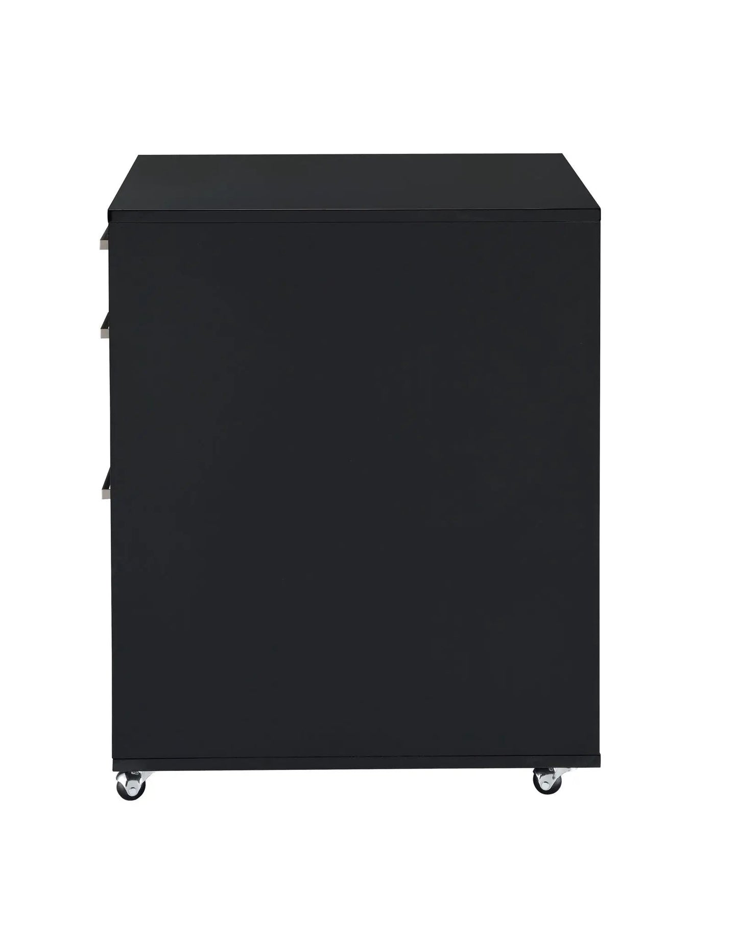 Coleen high gloss black filing cabinet on wheels with slim side handles on Tampa Home & Garden Store