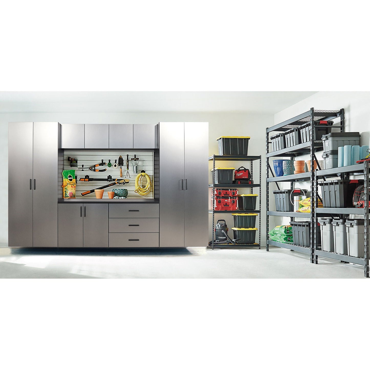 Astro Series wall storage cabinet metallic gray with soft closing drawers by HouseOfZazla on Tampa Home & Garden Store