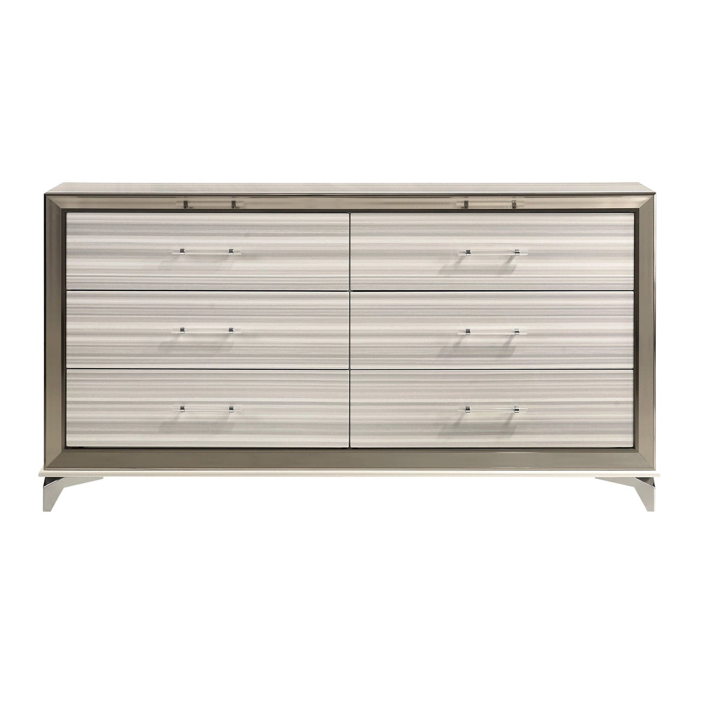 Star 5-Piece Bedroom Set metallic mirrored dresser with striped fronts by HouseOfZazla on Tampa Home & Garden Store