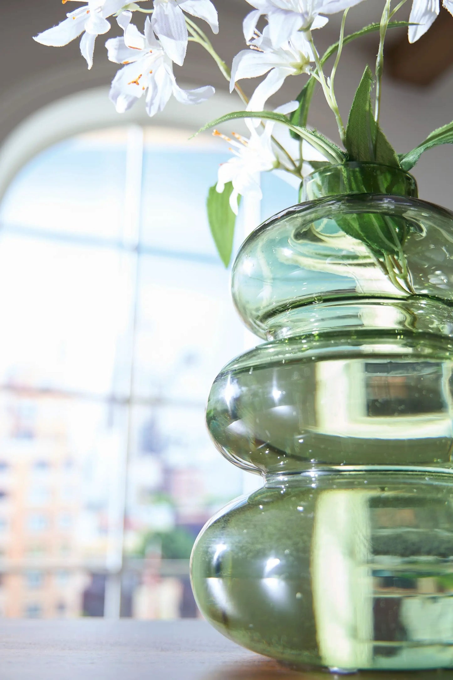 Renethorne Green Glass Vase 9 Inch Modern Decor