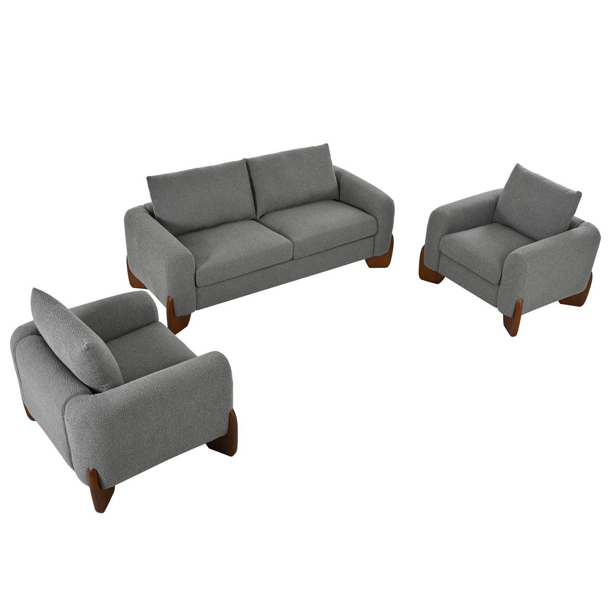 Modern Three Piece Boucle Sofa and Chair Set