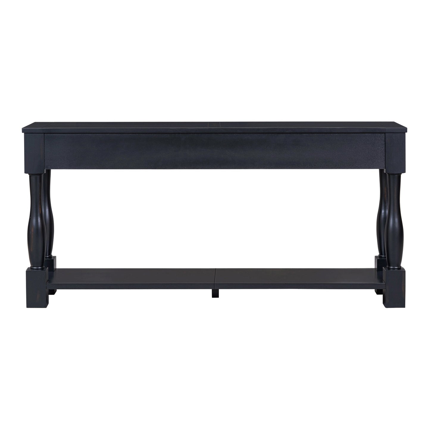 TREXM 63in dark finish console table with drawers and shelf by HouseOfZazla, tapered legs on Tampa Home & Garden Store