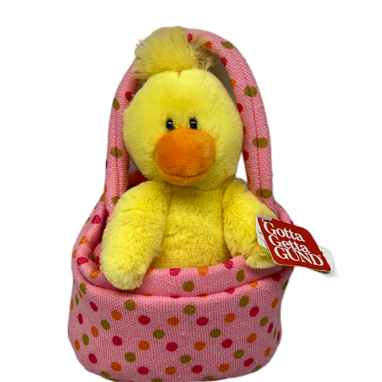 Gund Jelly Beaners Yellow Easter Duck in Basket plush with pink polka-dot wrap on Tampa Home & Garden Store
