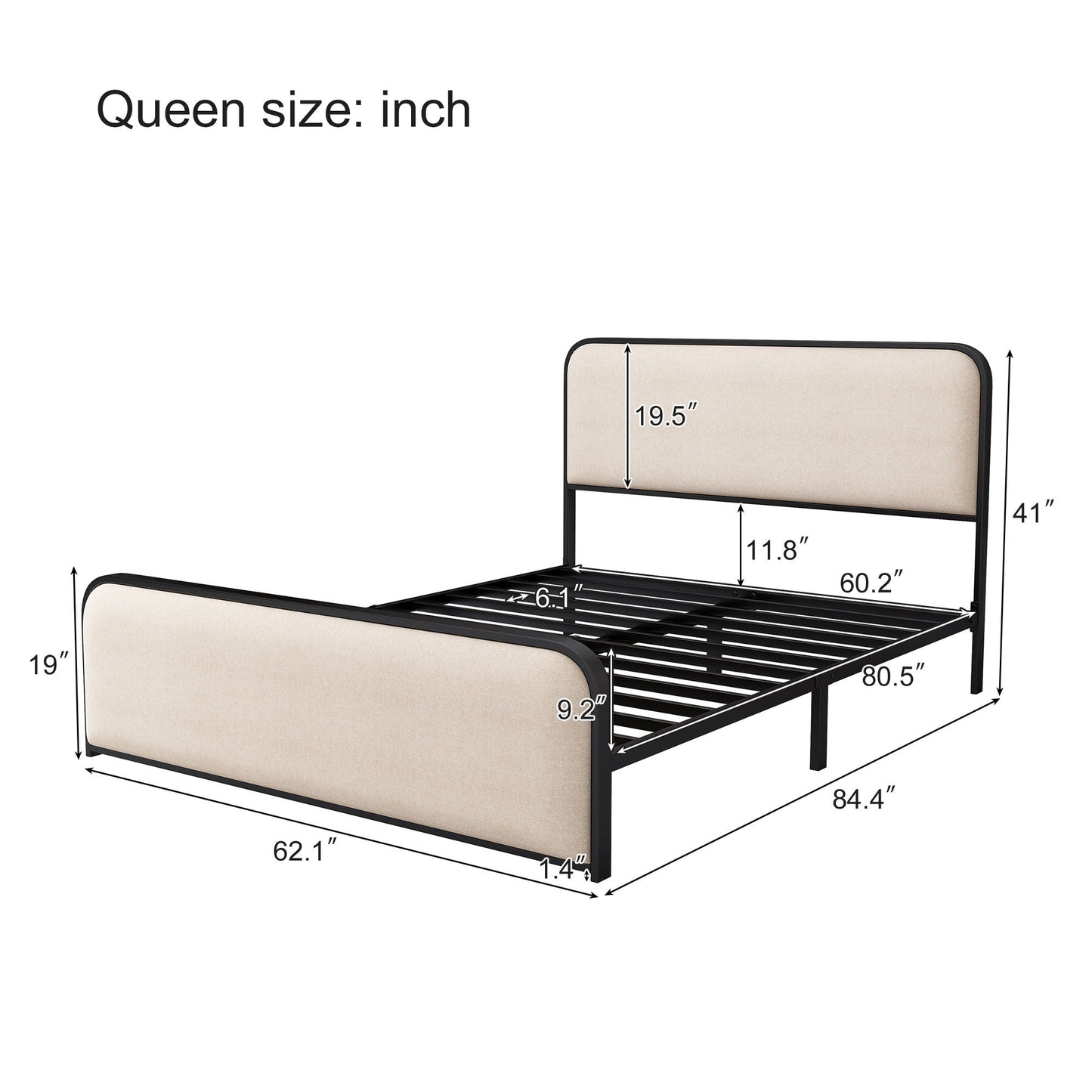 Modern Curved Upholstered Headboard and Footboard