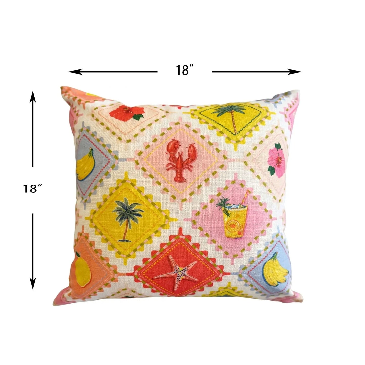 Outdoor Pillows set of 2, weather resistant, multicolor tropical print by Unique Piece Furniture on Tampa Home & Garden Store