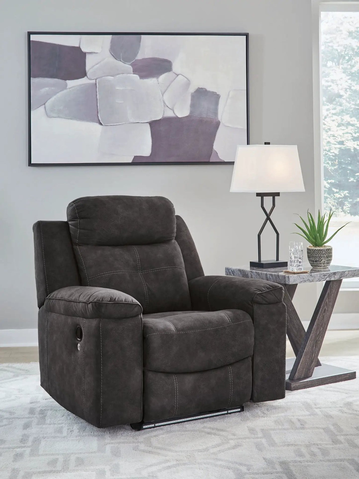 Brysonview Zero-Wall Recliner charcoal plush upholstery on Tampa Home & Garden Store