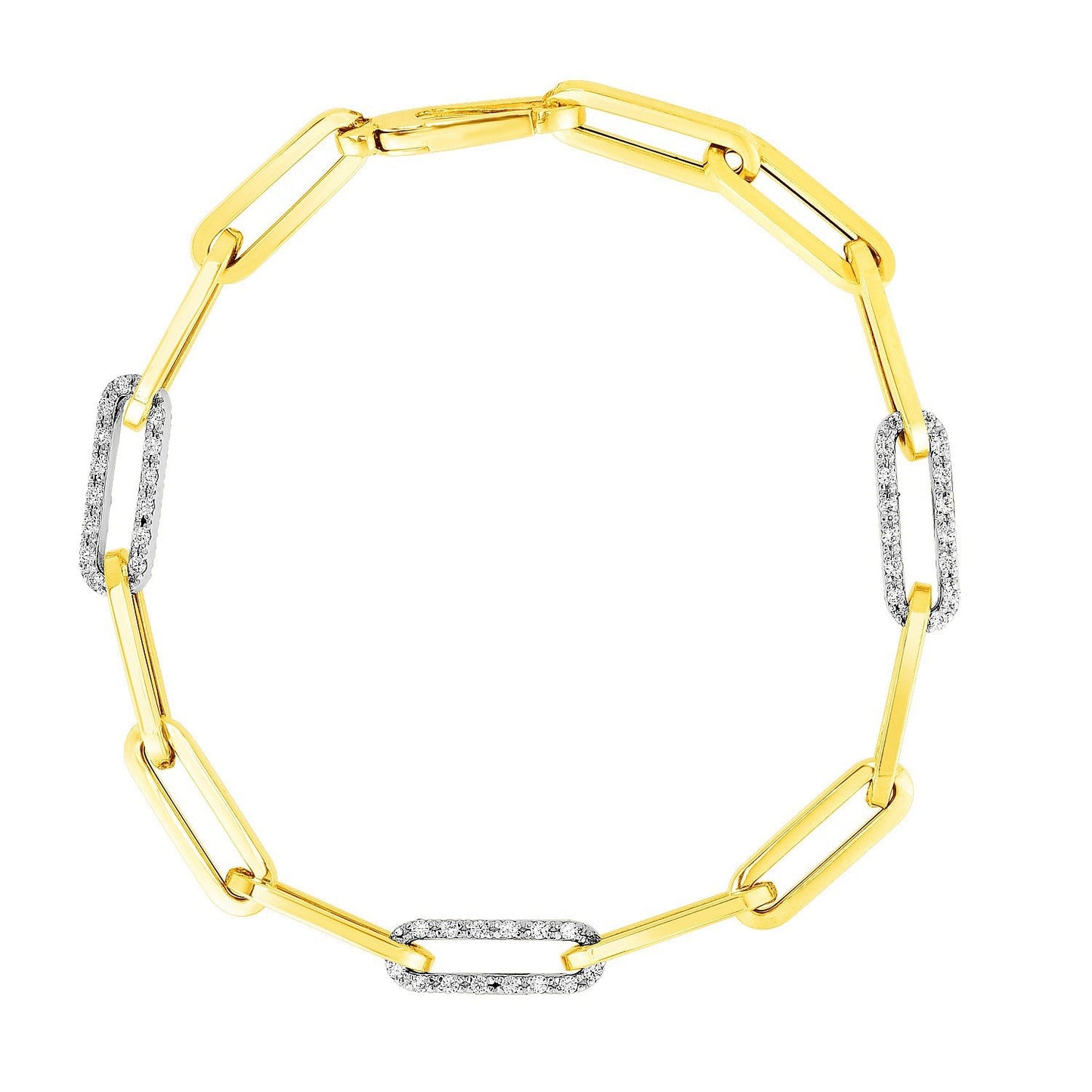 14K yellow gold paperclip bracelet with pavé diamonds Bids.com jewelry on Tampa Home & Garden Store