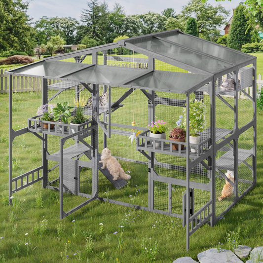 Large gray metal outdoor catio by HouseOfZazla, Pens & Hutches for 6-10 cats on Tampa Home & Garden Store