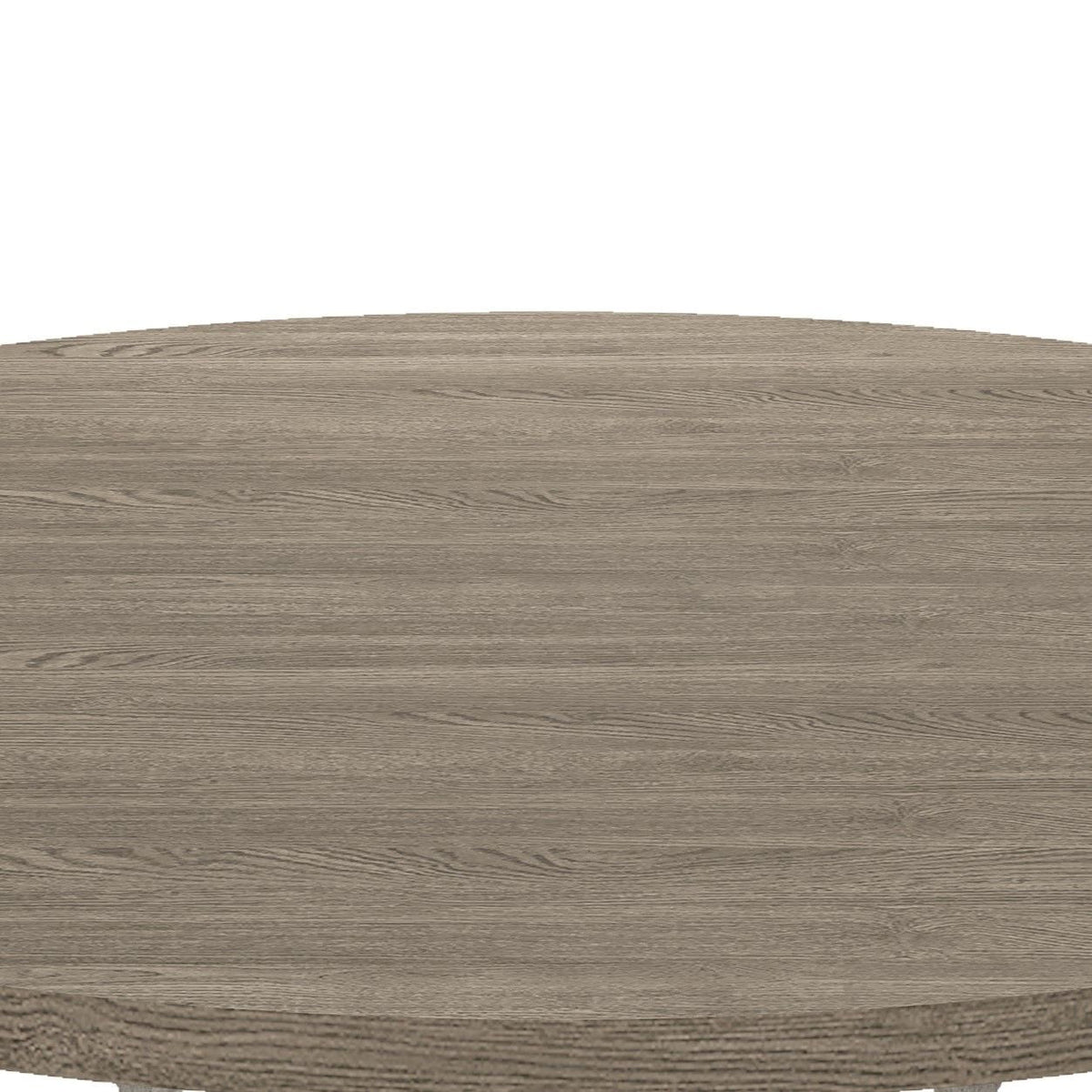 Round 5 Piece Dining Table Set with Pedestal Base in gray wood grain finish by HouseOfZazla on Tampa Home & Garden Store