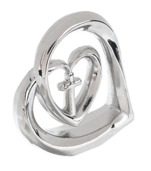 Sacred Union Charm with Hearts and Cross, silver heart pendant by Country Christmas Loft on Tampa Home & Garden Store