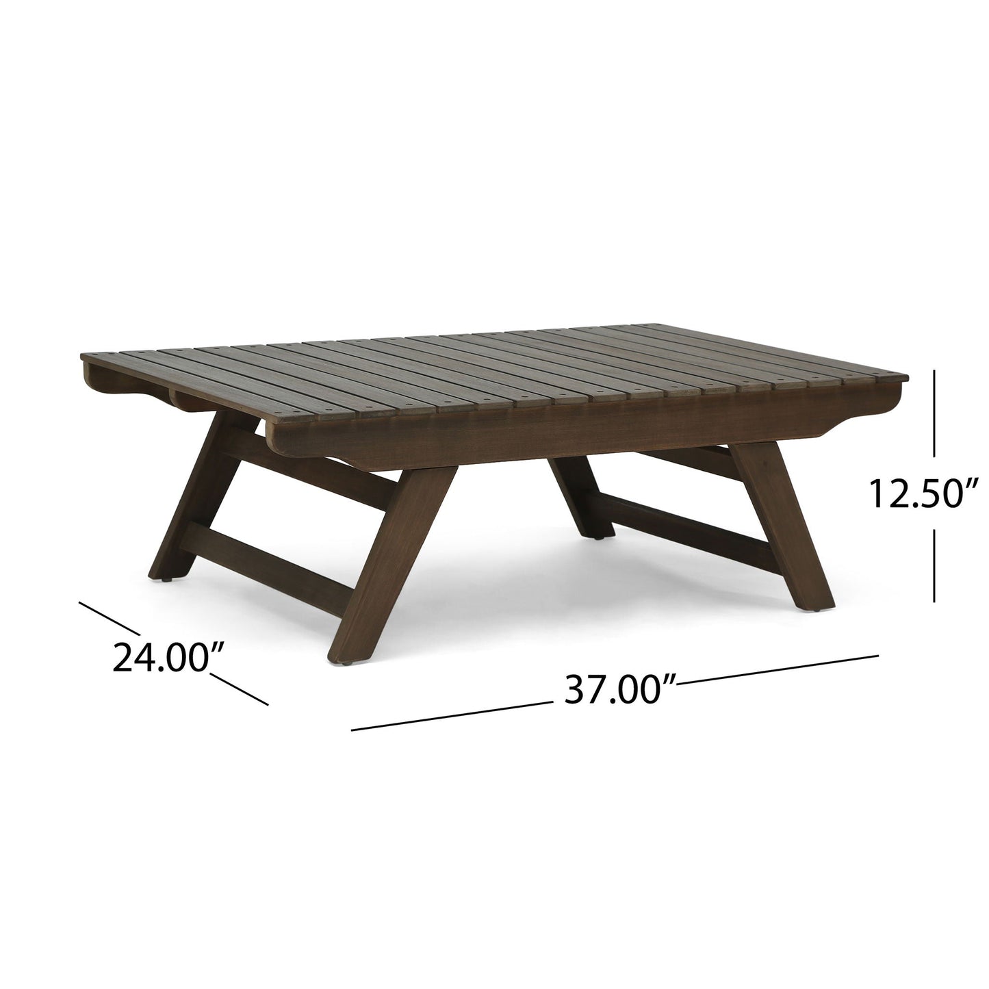 Outdoor Acacia Wood Coffee Table With Open Slat Design in dark brown on Tampa Home & Garden Store