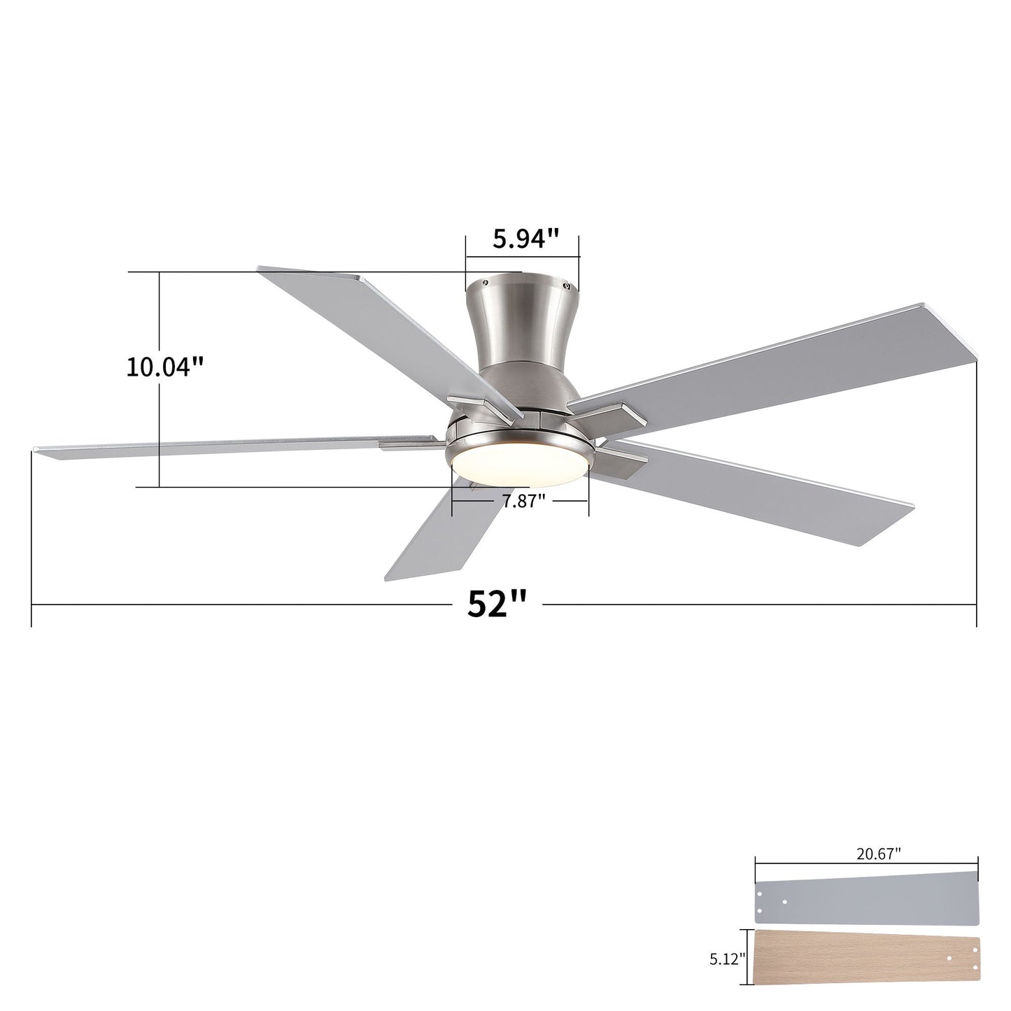 HouseOfZazla reversible quiet motor ceiling fan with ABS blades and integrated light on Tampa Home & Garden Store