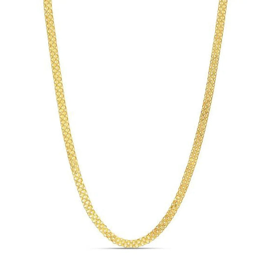 14k yellow gold Bismark chain necklace 3.50 mm, fine textured links, by Bids.com on Tampa Home & Garden Store