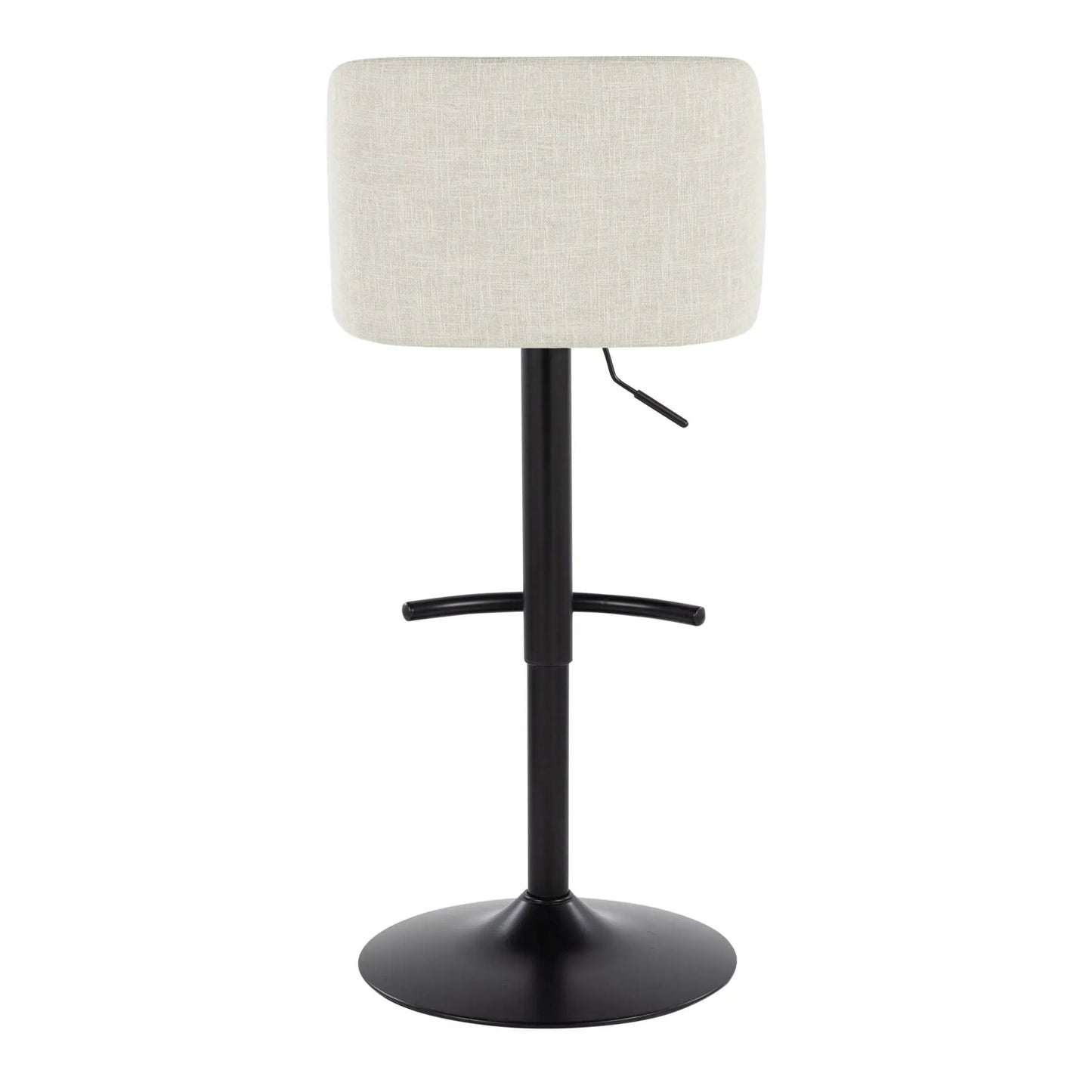 Toriano Contemporary Adjustable Barstool Set of 2 beige fabric with black pedestal base on Tampa Home & Garden Store