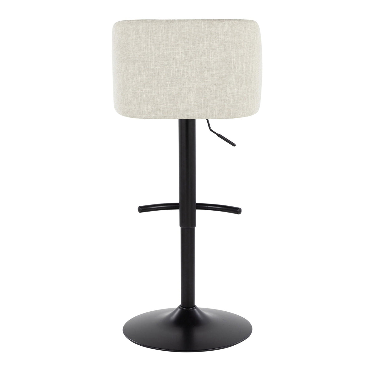 Contemporary adjustable swivel barstool set with beige fabric and black metal base on Tampa Home & Garden Store