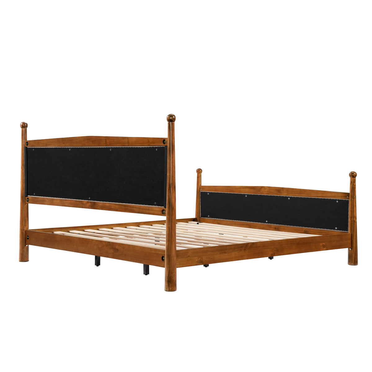 Two King Size Upholstered Platform Bed Frames with wood frames and black headboard, slatted base on Tampa Home & Garden Store