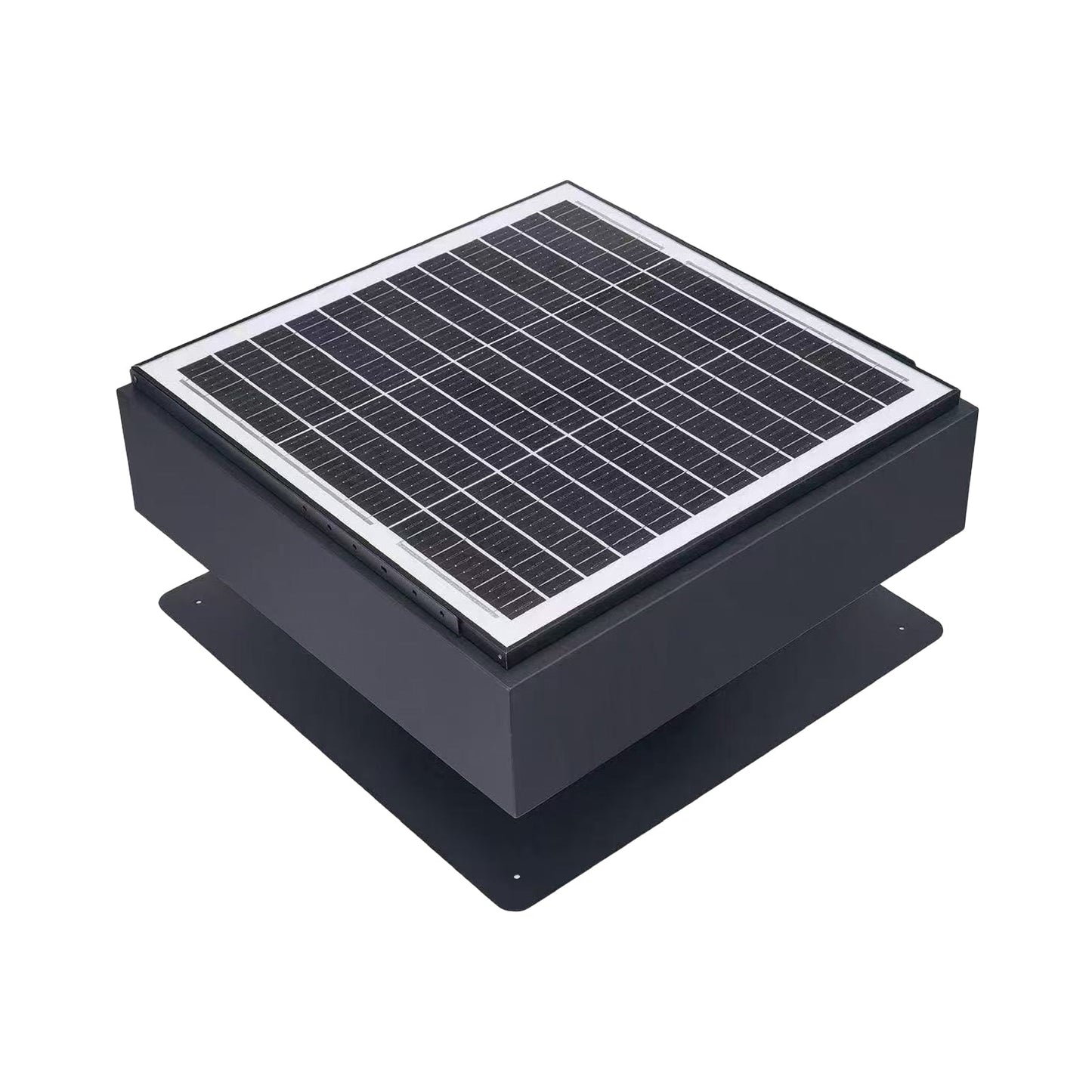12in solar roof vent fan HouseOfZazla, 40W dual power attic exhaust, dark metal housing on Tampa Home & Garden Store