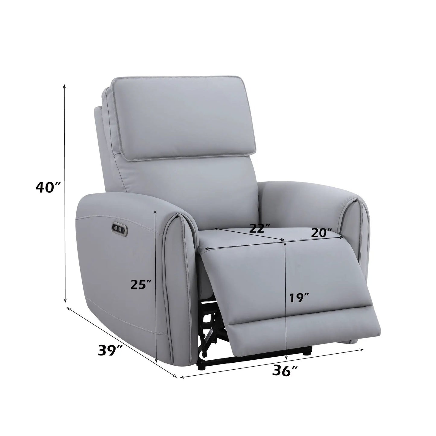 Jeromie Power Motion Recliner gray with USB Port by Unique Piece Furniture on Tampa Home & Garden Store