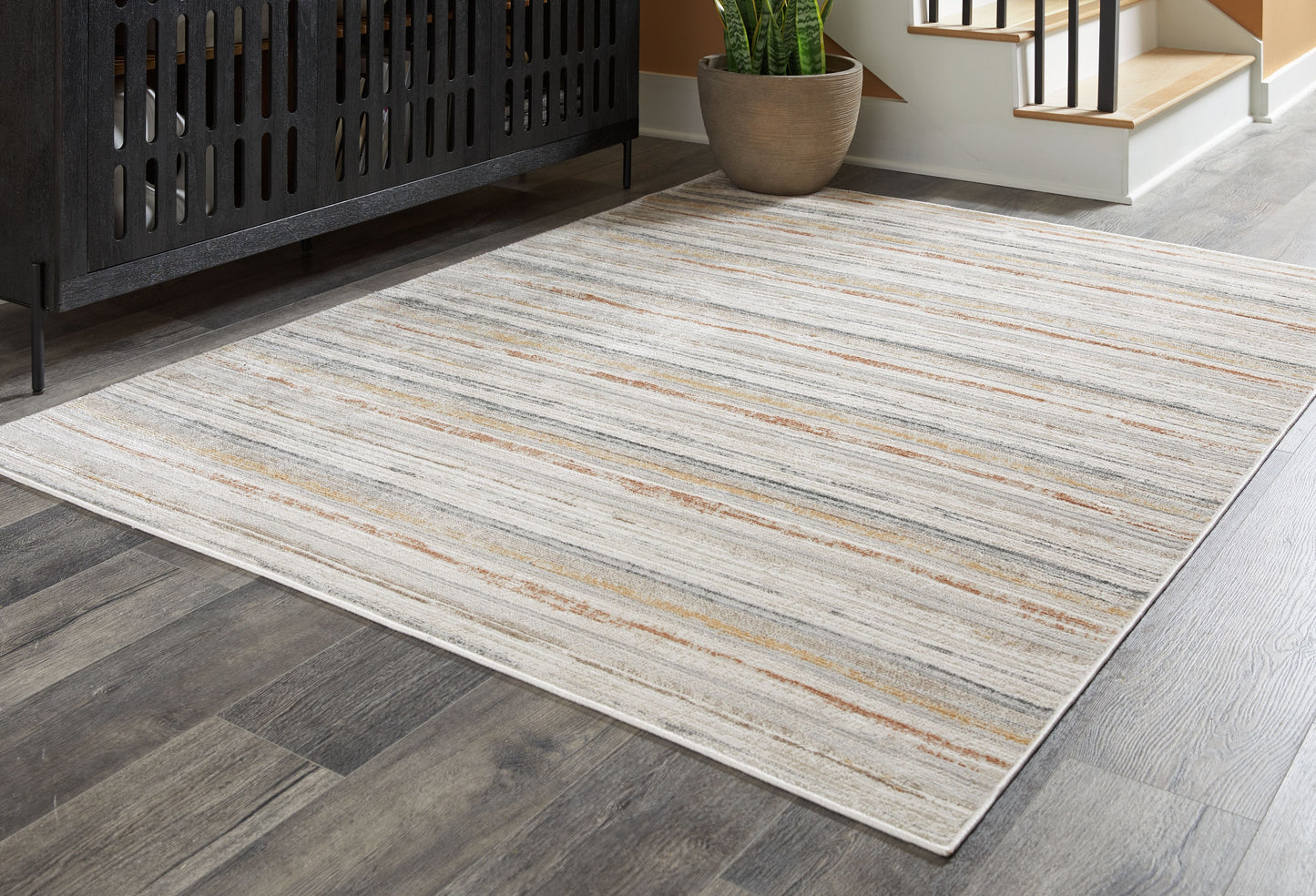 Artney Striped Area Rug in Neutral Multi Colors