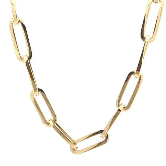 14k yellow gold wide paperclip chain necklace by Bids, bold rectangular links on Tampa Home & Garden Store