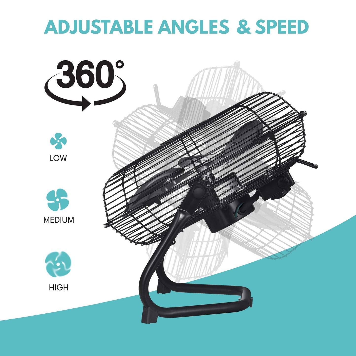 3 Speed Heavy Duty Metal Floor Fan and Tilt Head
