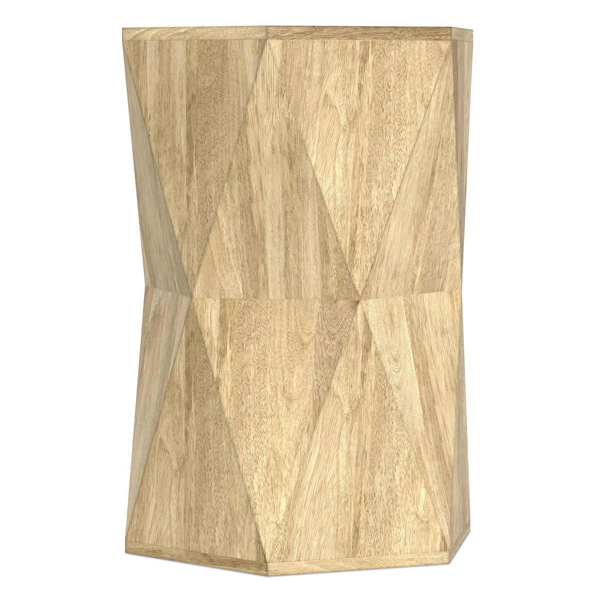 Mckinley Side Table sculptural geometric wood design in light brown finish by HouseOfZazla on Tampa Home & Garden Store