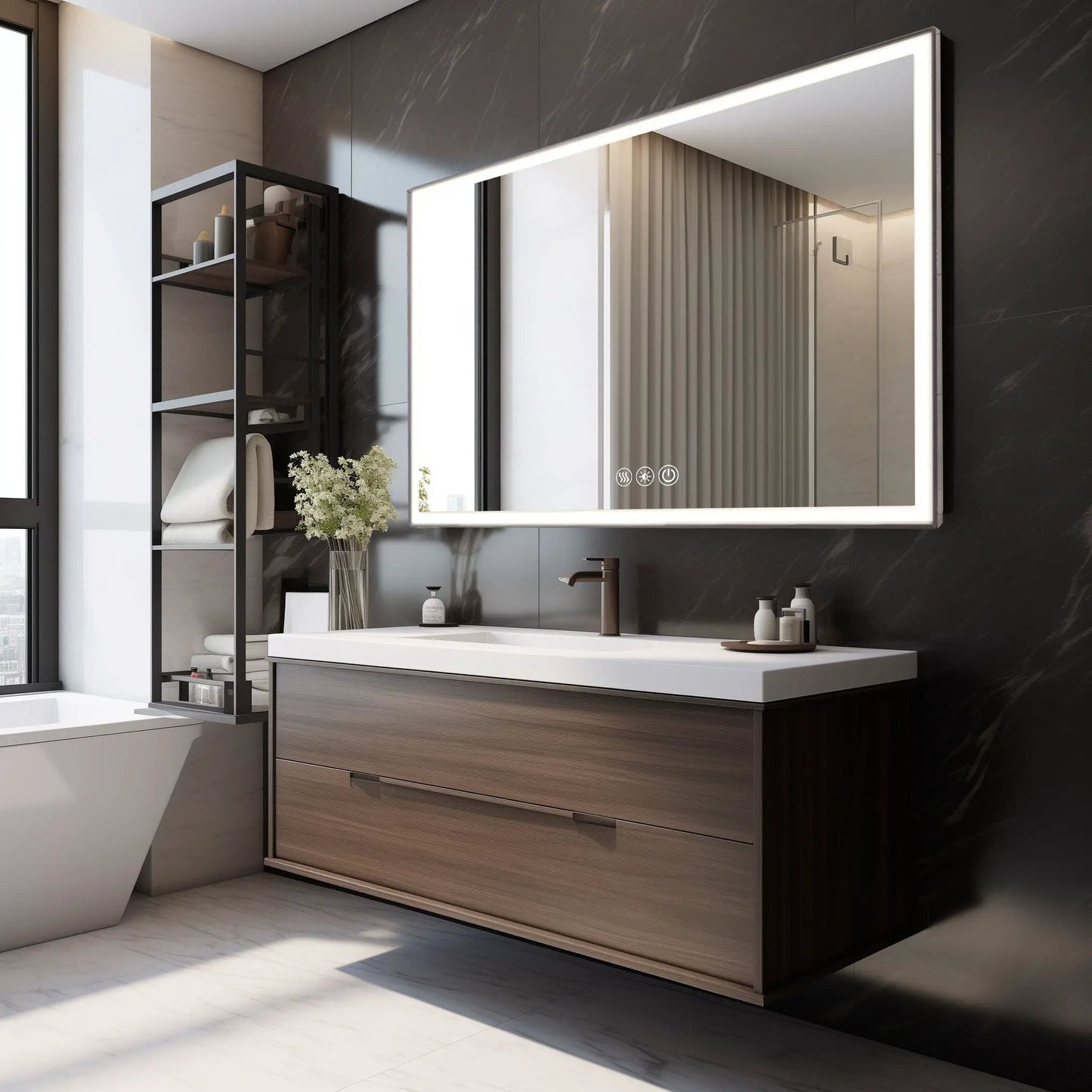 Modern LED Vanity Mirror with Aluminum Frame
