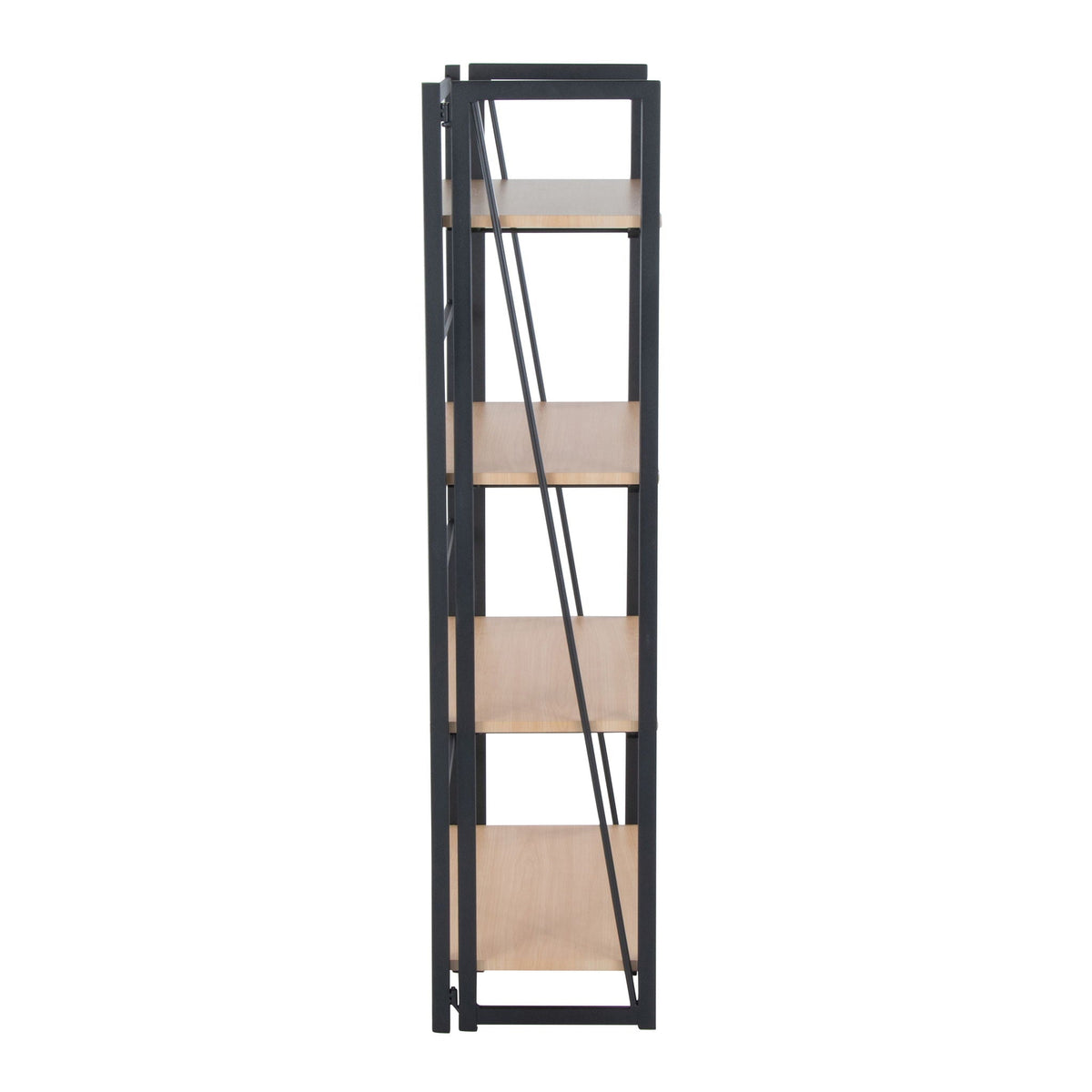 Contemporary black metal etagere with four open wood shelves HouseOfZazla on Tampa Home & Garden Store