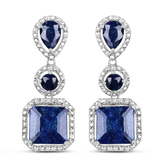 Pair of earrings 11.62ct dyed sapphire in .925 sterling silver with pavé halos by Bids.com on Tampa Home & Garden Store