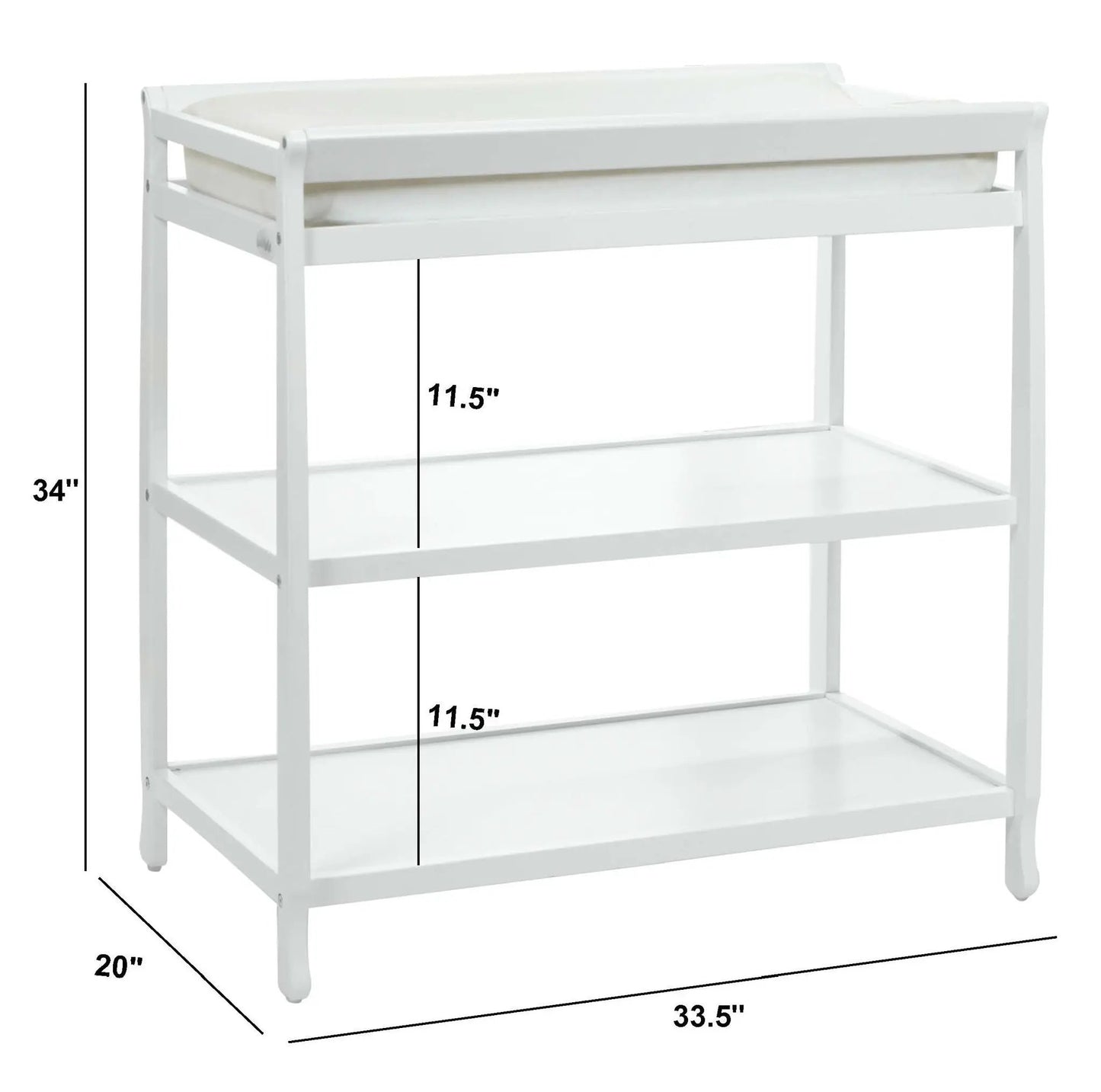 Riley Changing Table With Safety Rail for Nursery