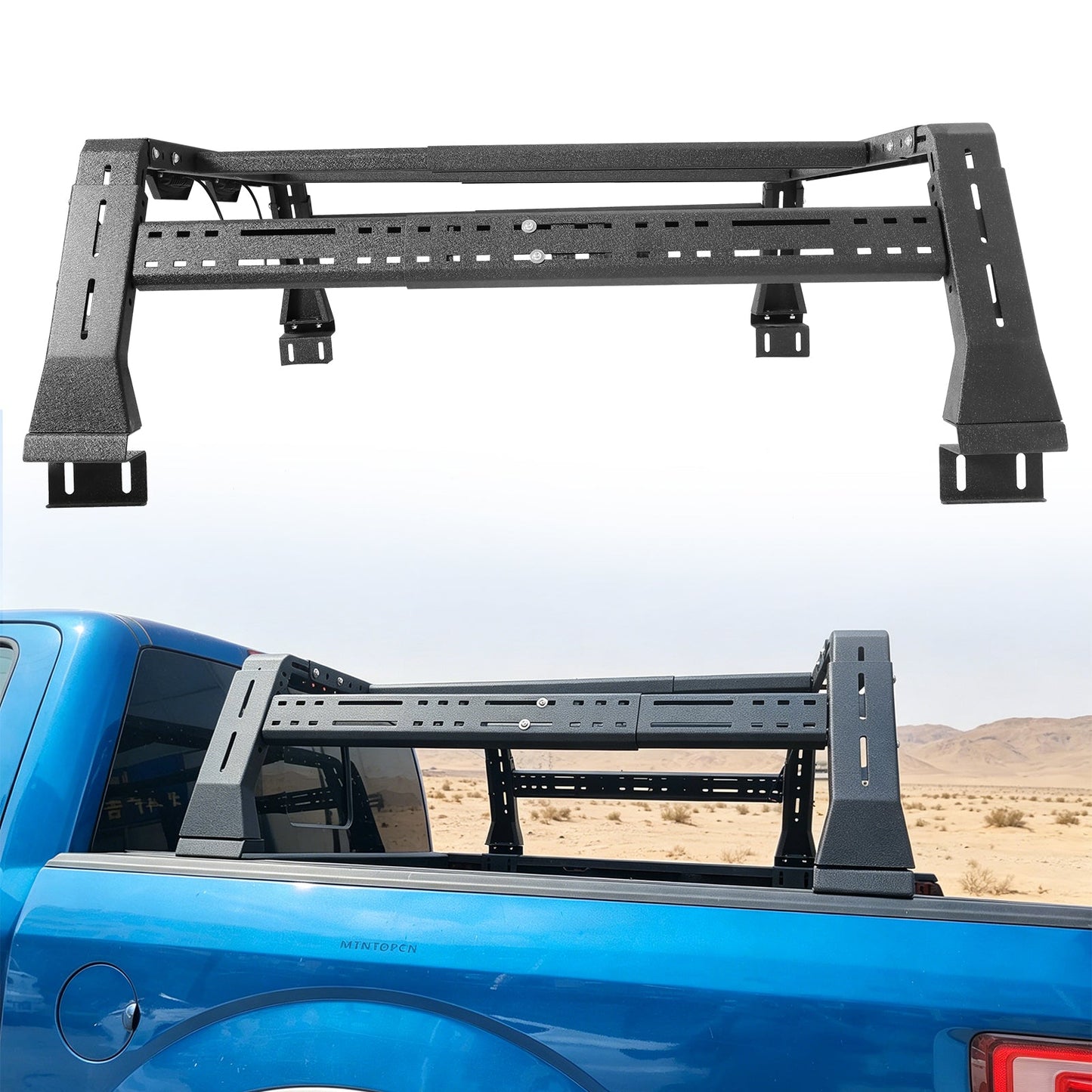 Overland Truck Bed Rack by HouseOfZazla heavy-duty black steel frame with perforated rails on Tampa Home & Garden Store