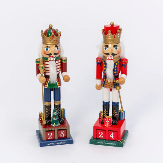 Wooden 15in Countdown Nutcrackers duo in red & green, The Country Christmas Loft on Tampa Home & Garden Store
