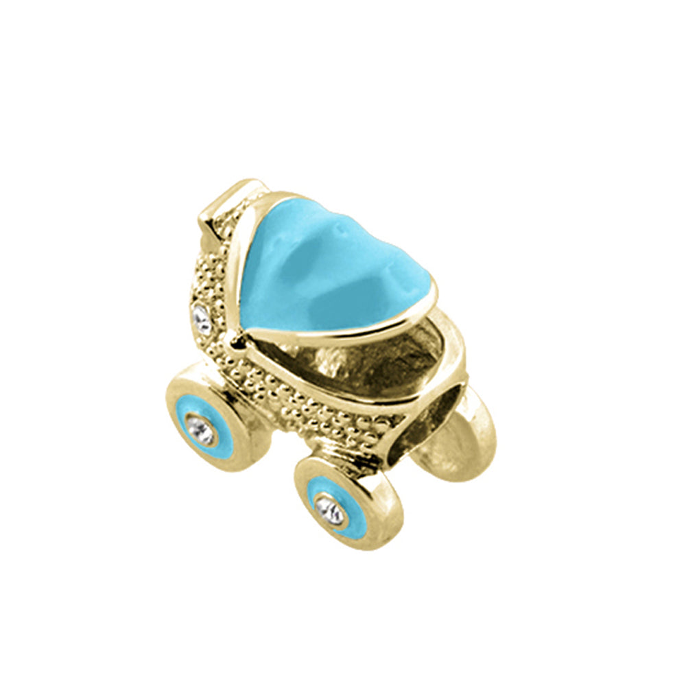 Gabriella Beads Baby Carriage charm gold turquoise canopy and crystal wheels by Lauren G Adams on Tampa Home & Garden Store