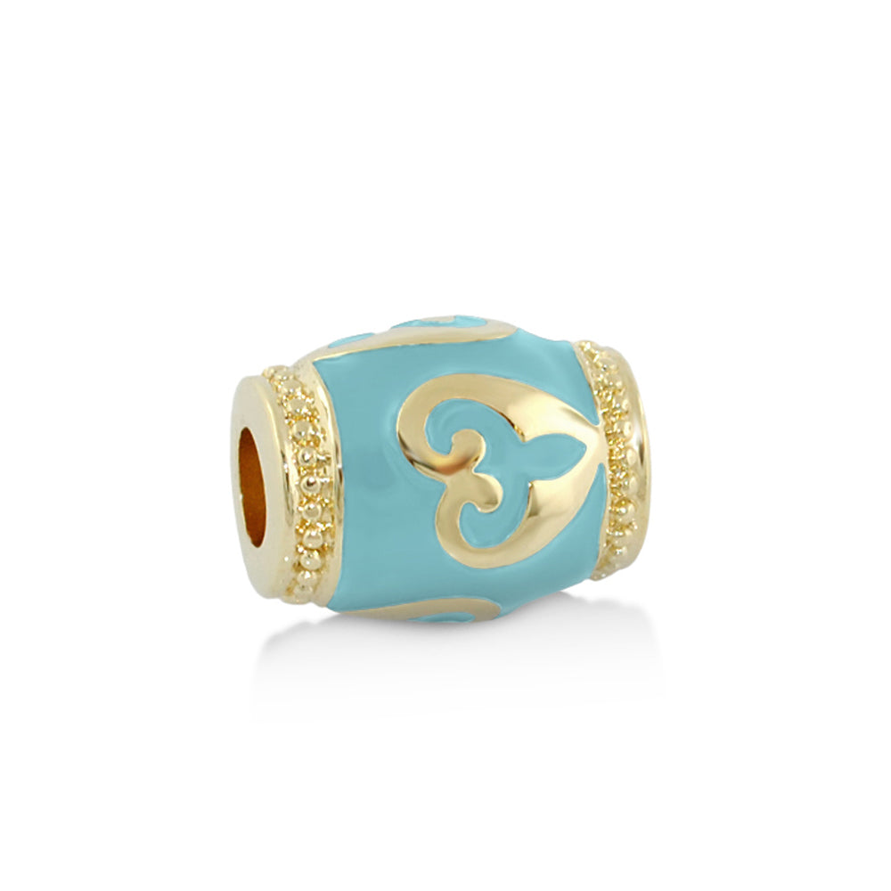 Gabriella Beads Heart Design charm bead turquoise enamel with gold-tone heart motif and crystals on Tampa Home & Garden Store